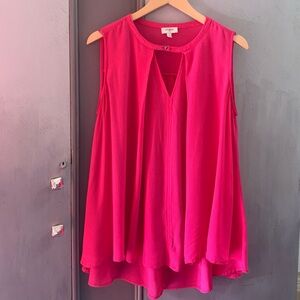 Umgee Pink Sleeveless Keyhole Swing Top